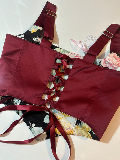 Floral & Red - Reversible Corset Top - Sample Sale - M-L