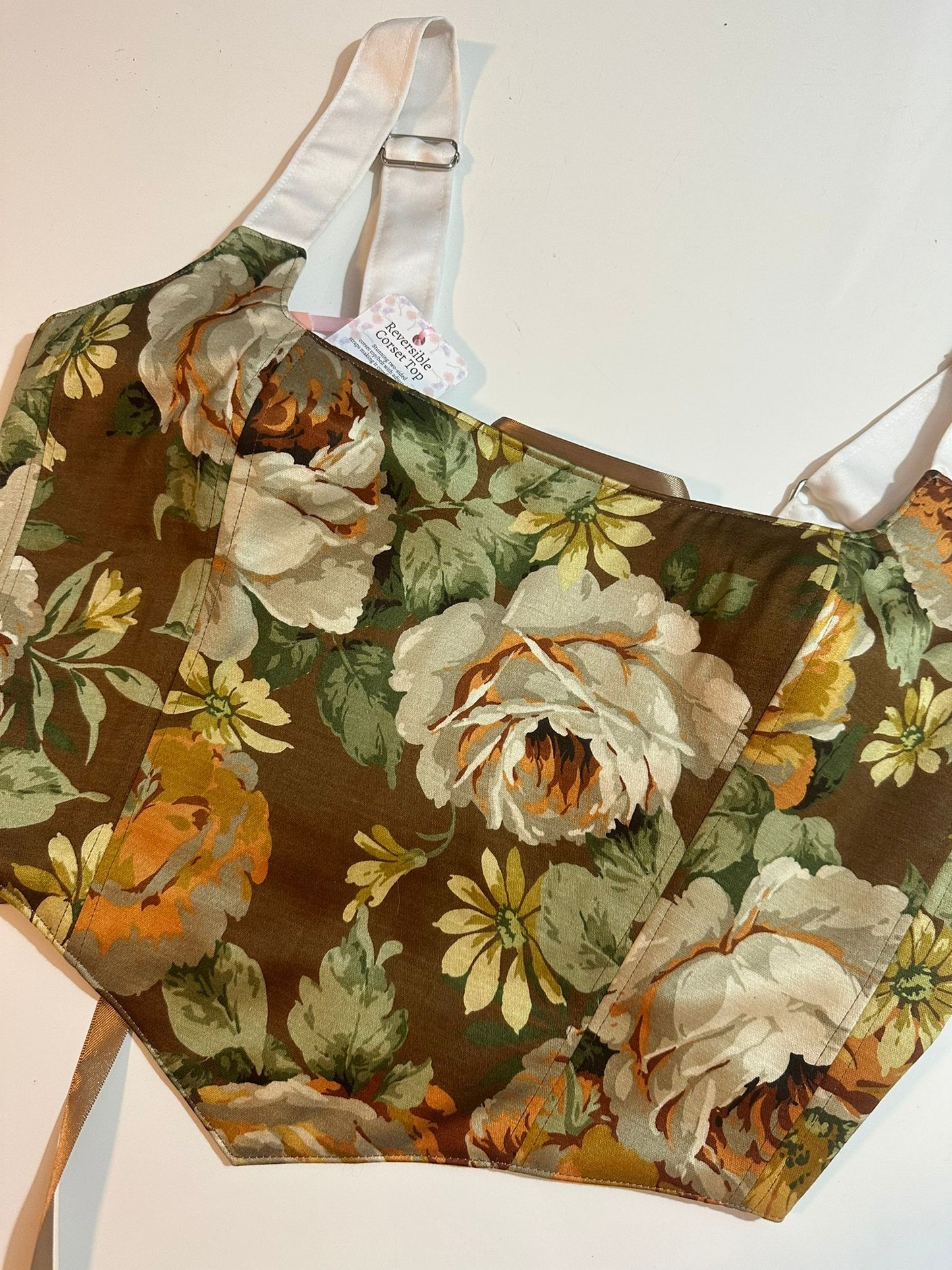 Floral & White - Reversible Corset Top - Sample Sale - XL-XXL