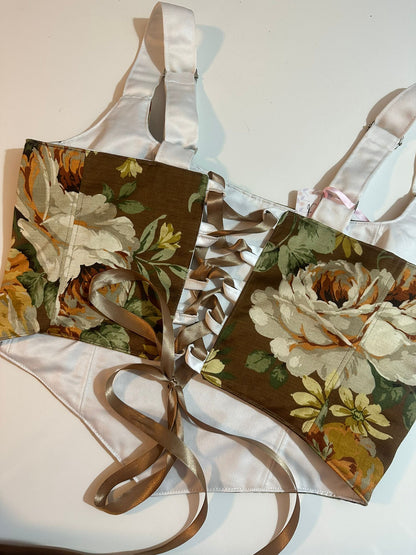 Floral & White - Reversible Corset Top - Sample Sale - XL-XXL