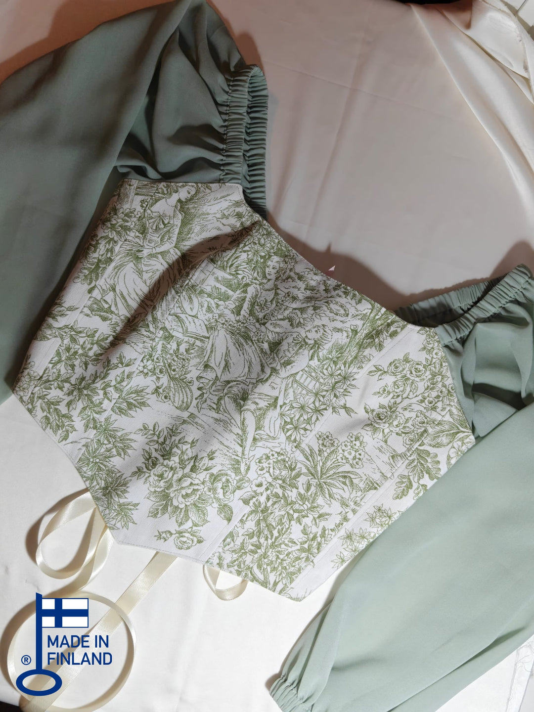 Green Jolie - Reversible Corset Top - Long Sleeves (Ready for Shipping) — made in Finland — view 1