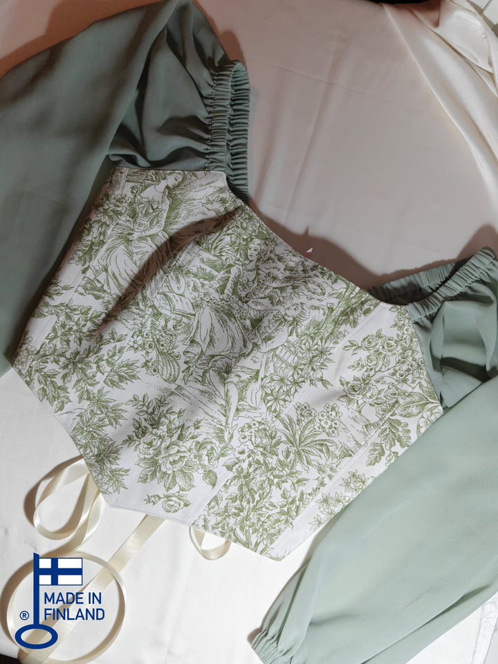Green Jolie - Reversible Corset Top - Long Sleeves (Made-to-Order) — made in Finland — view 1
