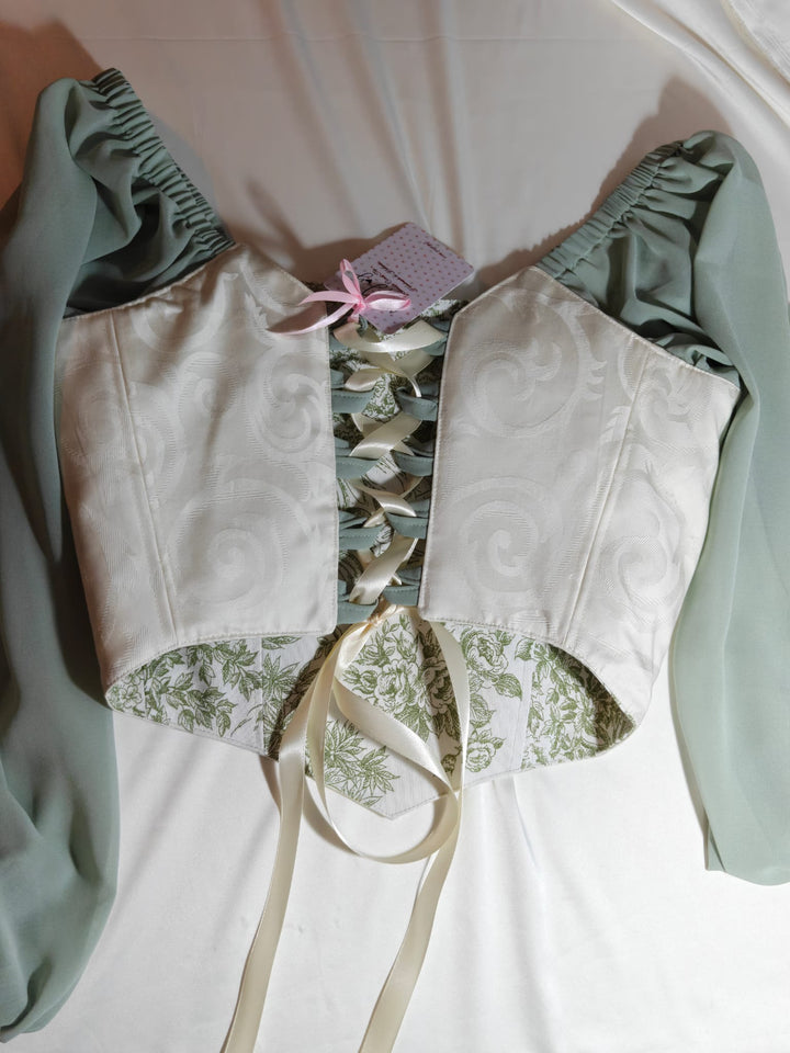 Green Jolie - Reversible Corset Top - Long Sleeves (Ready for Shipping)