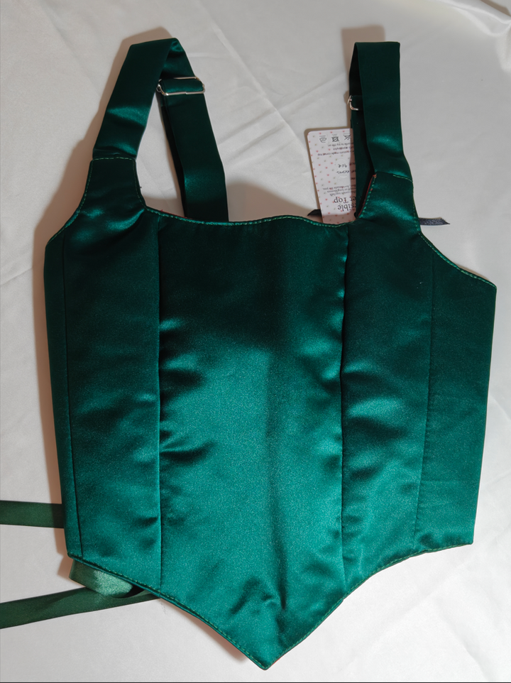 Green &amp; Red Christmas pattern - Reversible Corset Top - Sample Sale - XXS-XS