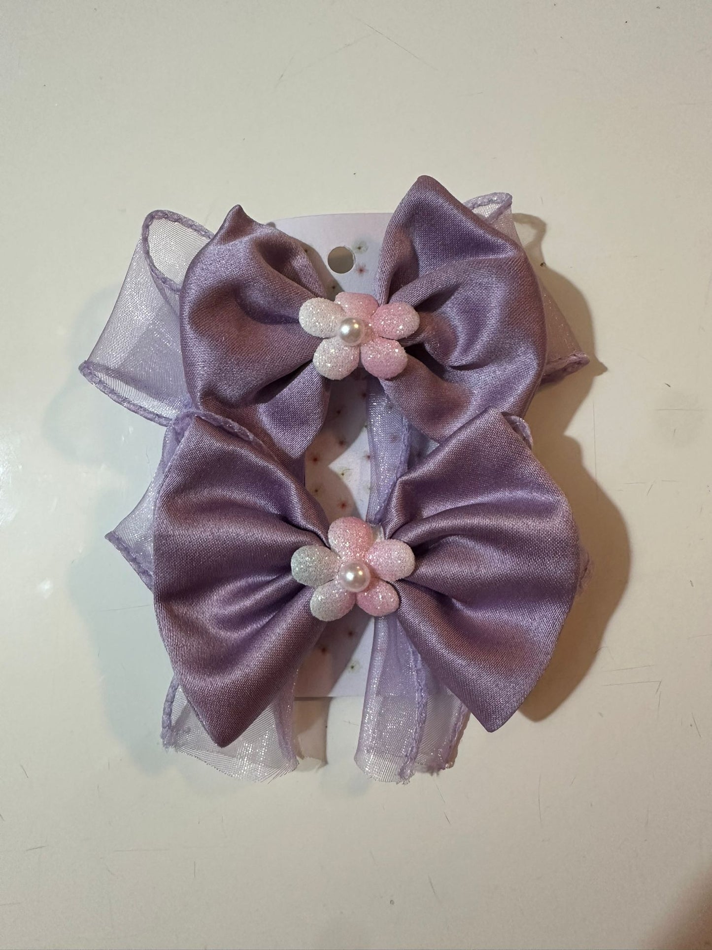Lilac Set - Pair Bow Clip