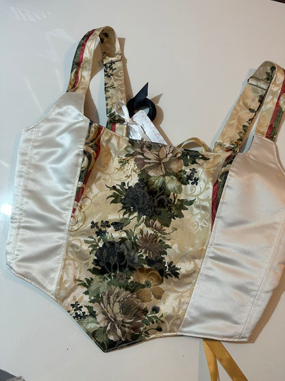 Floral & Dark Blue - Reversible Corset Top - Sample Sale - L-XL