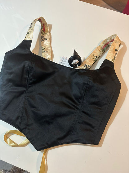 Floral & Dark Blue - Reversible Corset Top - Sample Sale - L-XL