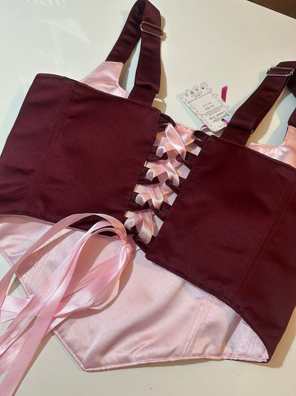 Floral & Red/Pink - Reversible Corset Top - Sample Sale - L-XL