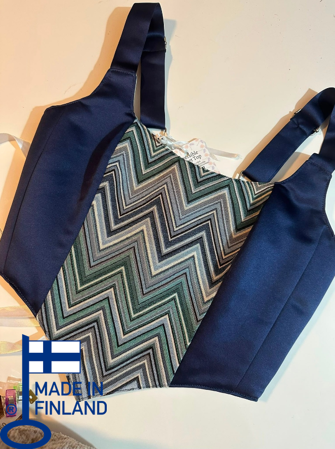 Navy Blue &amp; Cream - Reversible Corset Top - Sample Sale - S-M