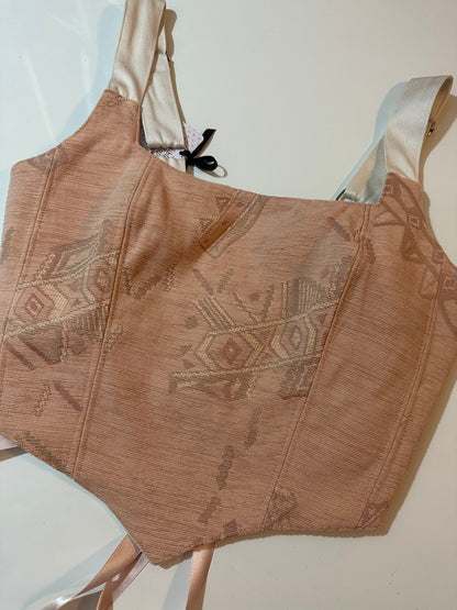 Orange & White - Reversible Corset Top - Sample Sale - S-M