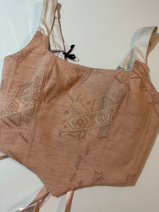 Orange & White - Reversible Corset Top - Sample Sale - S-M