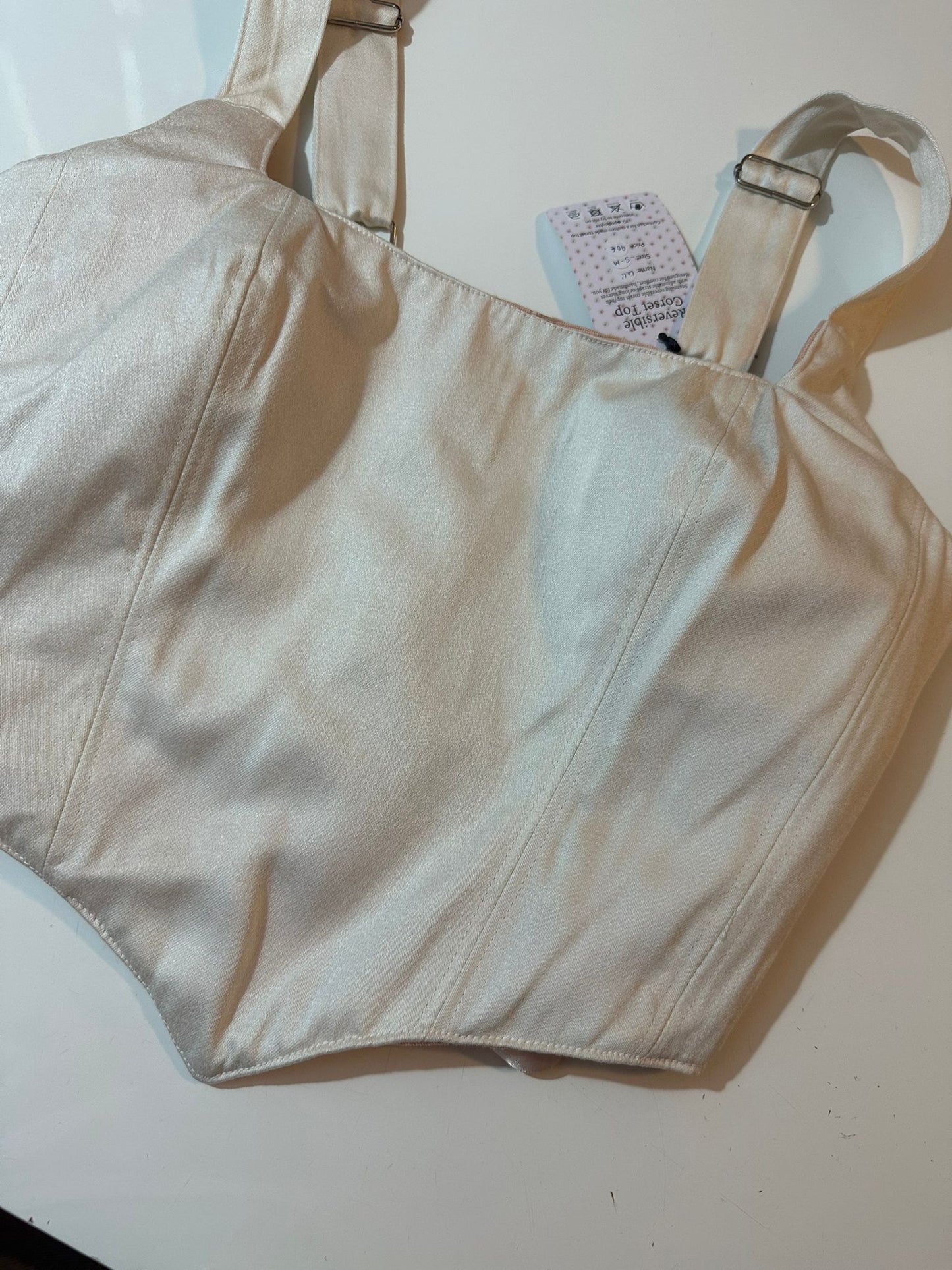 Orange & White - Reversible Corset Top - Sample Sale - S-M