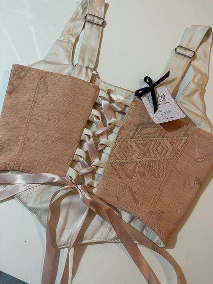 Orange & White - Reversible Corset Top - Sample Sale - S-M