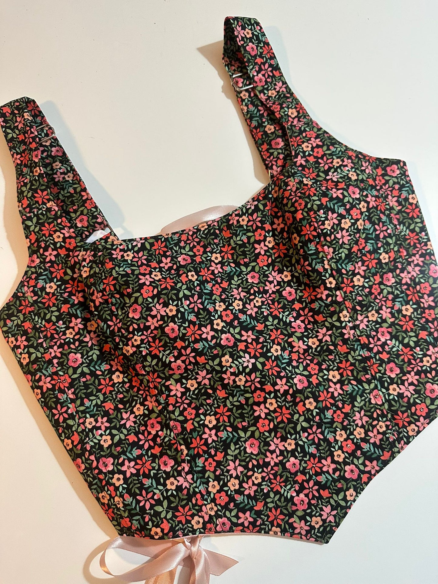 Pink & Flowers - Reversible Corset Top - Sample Sale - S-M