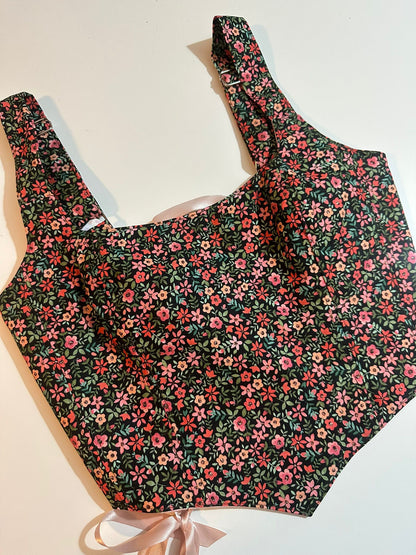 Pink & Flowers - Reversible Corset Top - Sample Sale - S-M