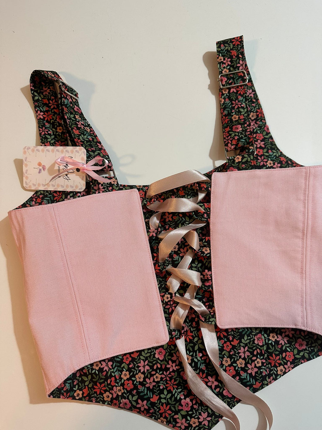 Pink &amp; Flowers - Reversible Corset Top - Sample Sale - S-M