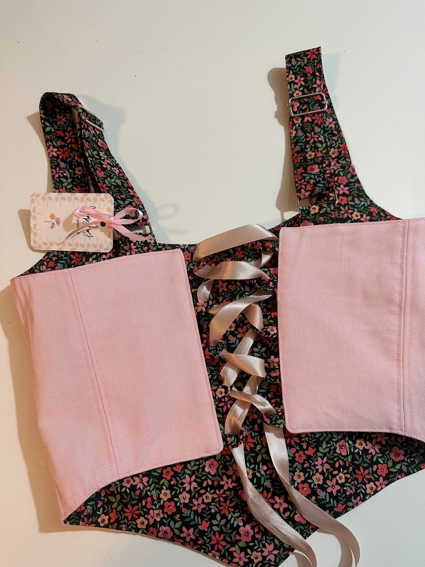 Pink & Flowers - Reversible Corset Top - Sample Sale - S-M