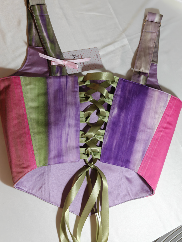 Purple &amp; Colorful pattern - Reversible Corset Top - Sample Sale - S-M