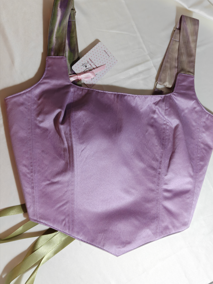 Purple &amp; Colorful pattern - Reversible Corset Top - Sample Sale - S-M