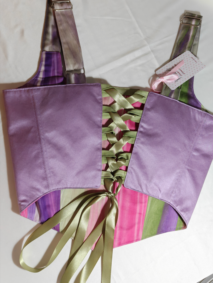 Purple &amp; Colorful pattern - Reversible Corset Top - Sample Sale - S-M