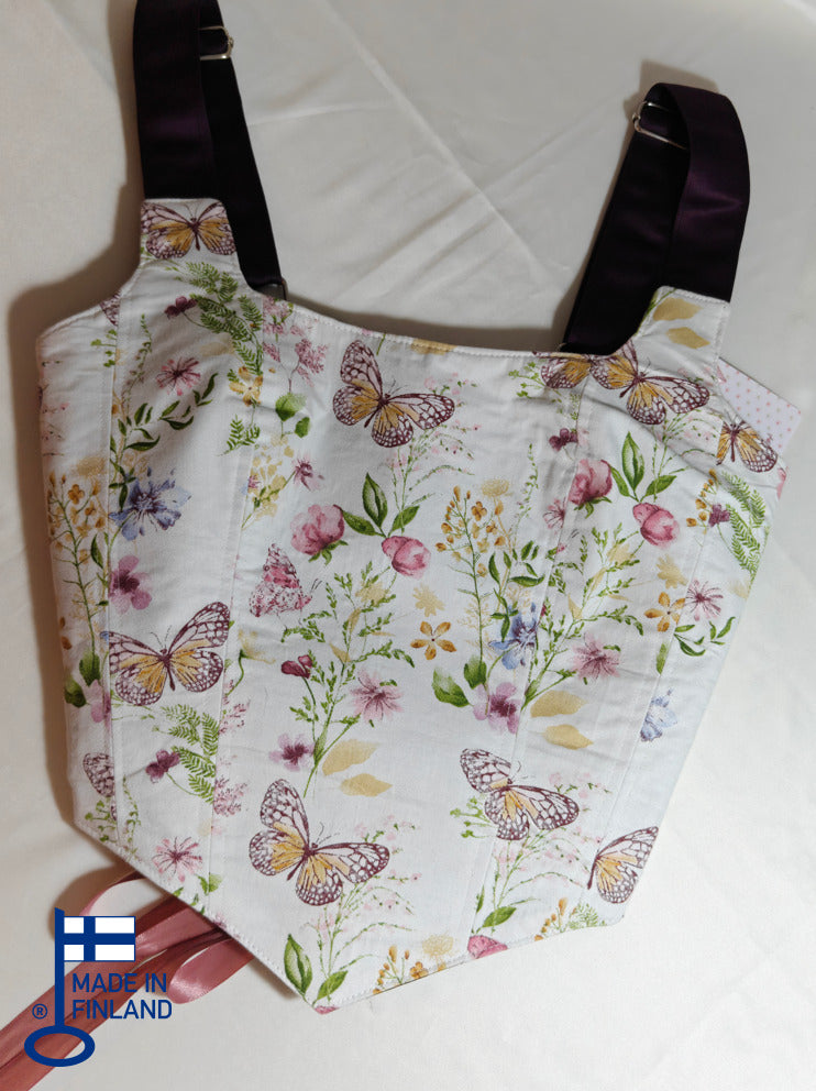 Purple & Floral pattern - Reversible Corset Top - Sample Sale - 3XS-2XS — made in Finland — view 1