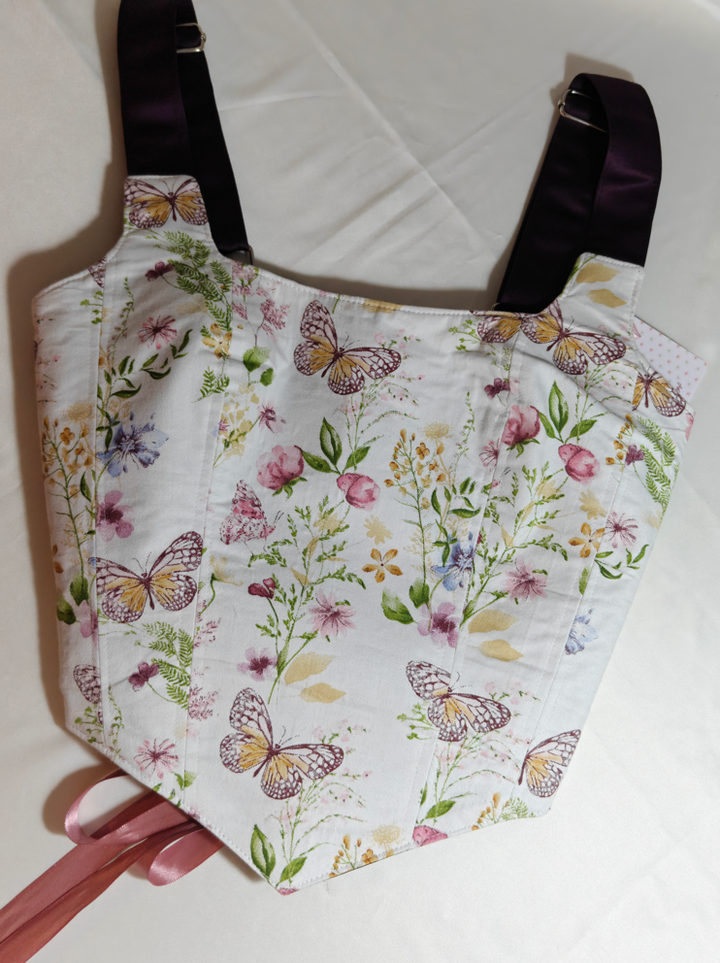 Purple &amp; Floral pattern - Reversible Corset Top - Sample Sale - 3XS-2XS