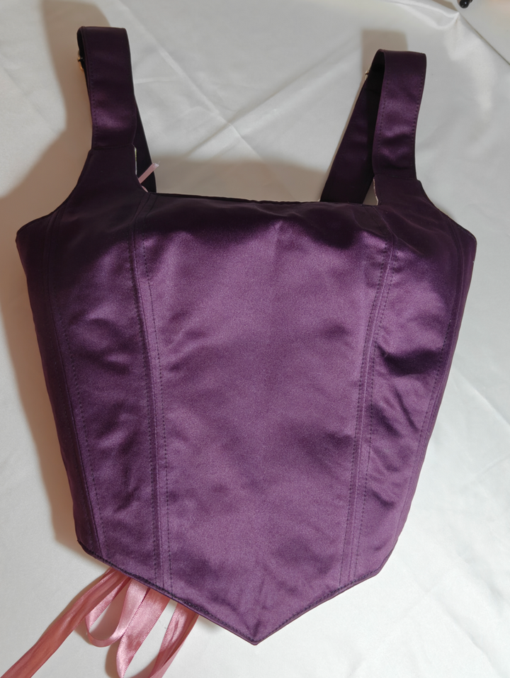 Purple &amp; Floral pattern - Reversible Corset Top - Sample Sale - 3XS-2XS