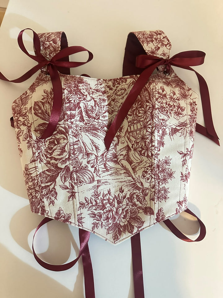 Red Jolie - Removable Straps - Reversible corset Top (Made to Order)