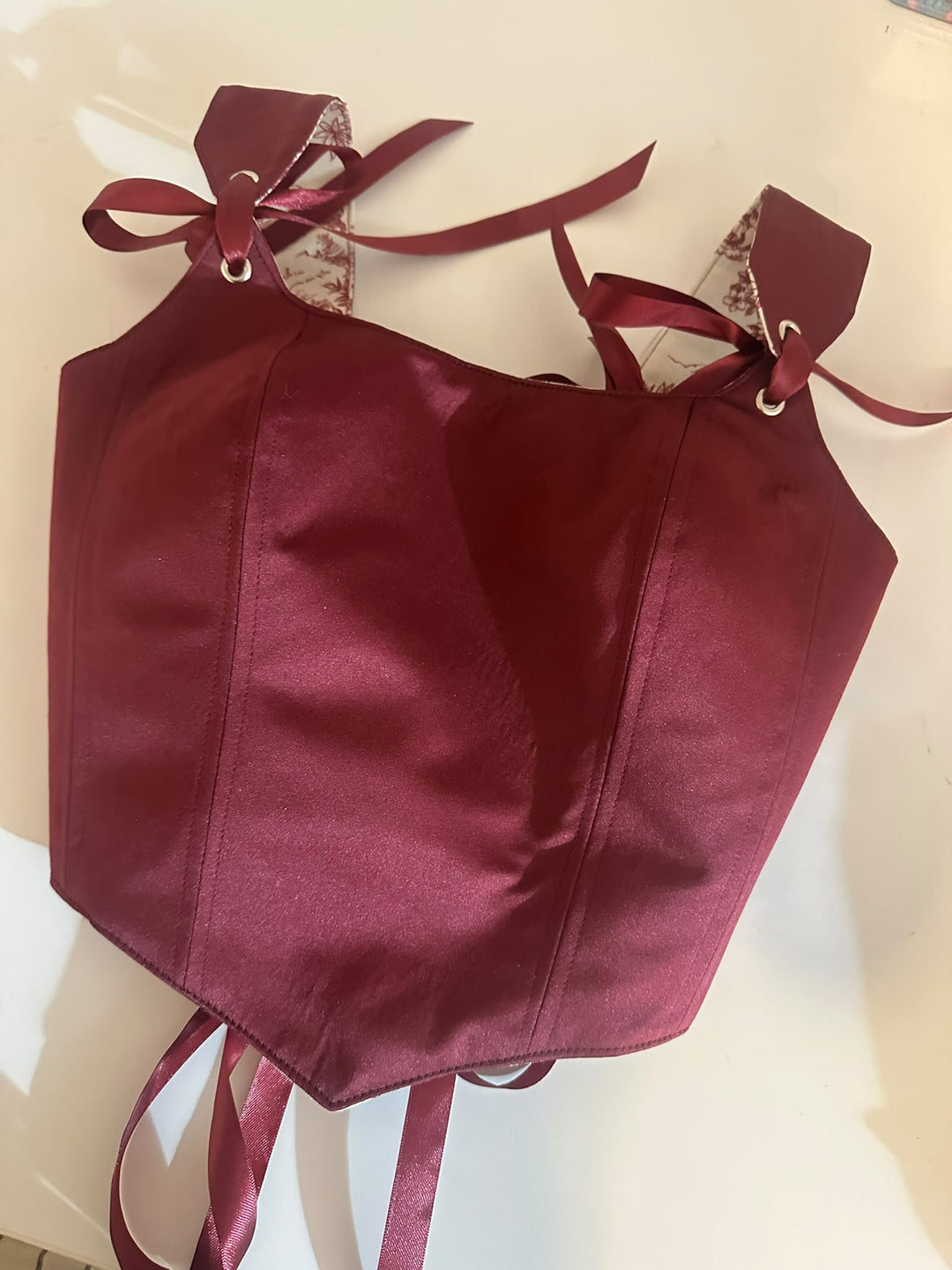 Red Jolie - Removable Straps - Reversible corset Top (Made to Order)