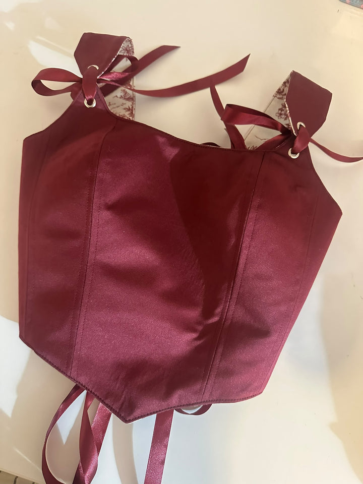 Red Jolie - Removable Straps - Reversible corset Top (Made to Order)
