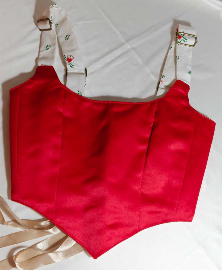 Red &amp; White - Reversible Corset Top - Sample Sale - XXS-XS