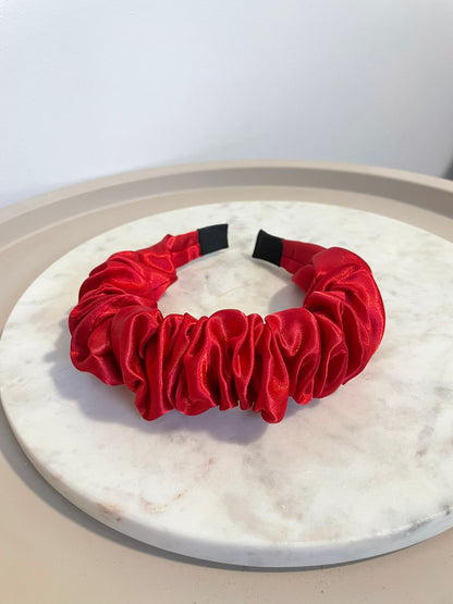 Red thick scrunchy headband