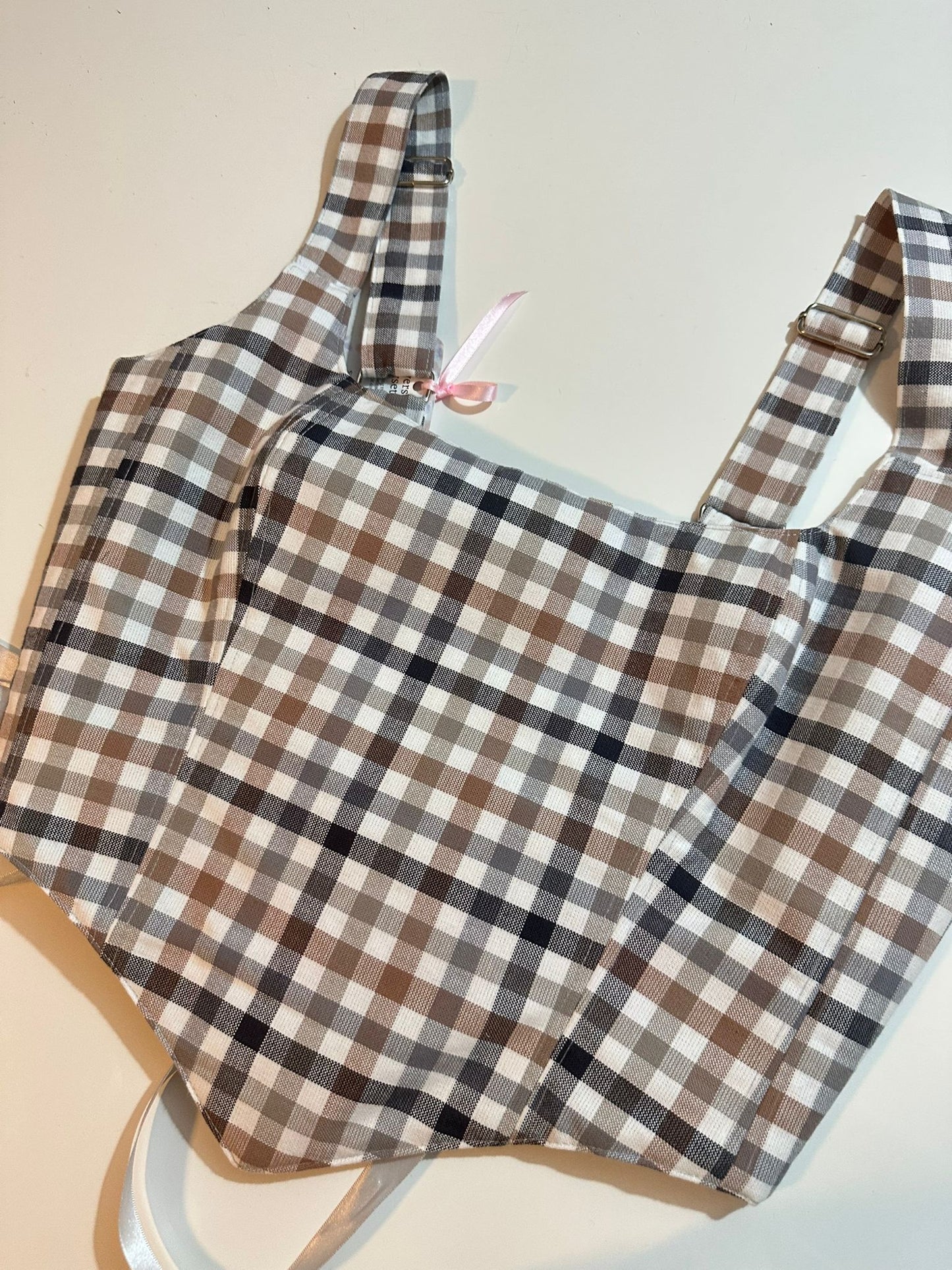 Silver & Checkers - Reversible Corset Top - Sample Sale - M-L
