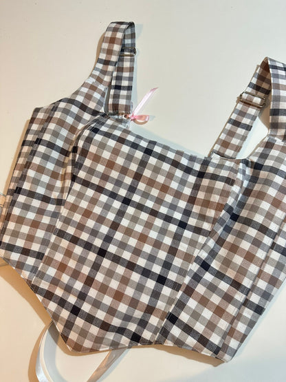 Silver & Checkers - Reversible Corset Top - Sample Sale - M-L