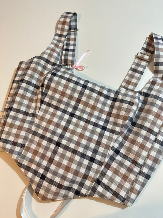 Silver & Checkers - Reversible Corset Top - Sample Sale - M-L