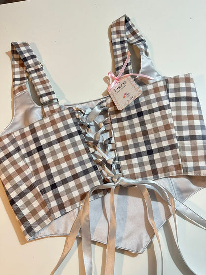 Silver & Checkers - Reversible Corset Top - Sample Sale - M-L