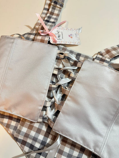 Silver & Checkers - Reversible Corset Top - Sample Sale - M-L