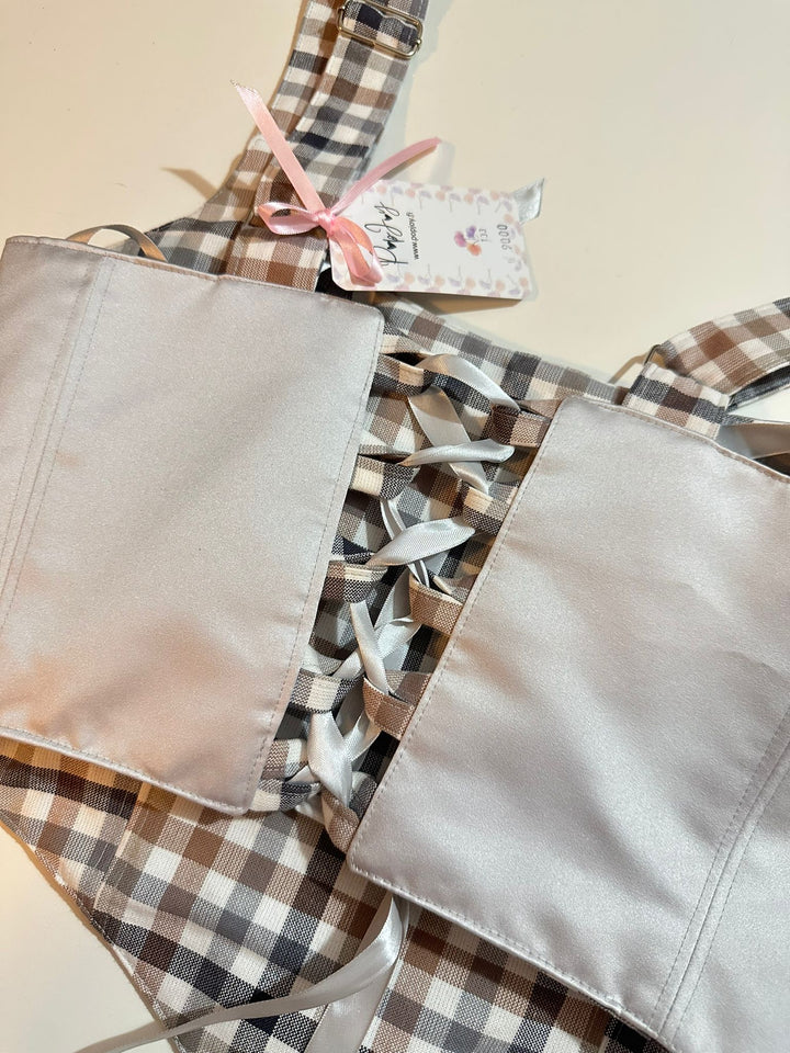 Silver &amp; Checkers - Reversible Corset Top - Sample Sale - M-L