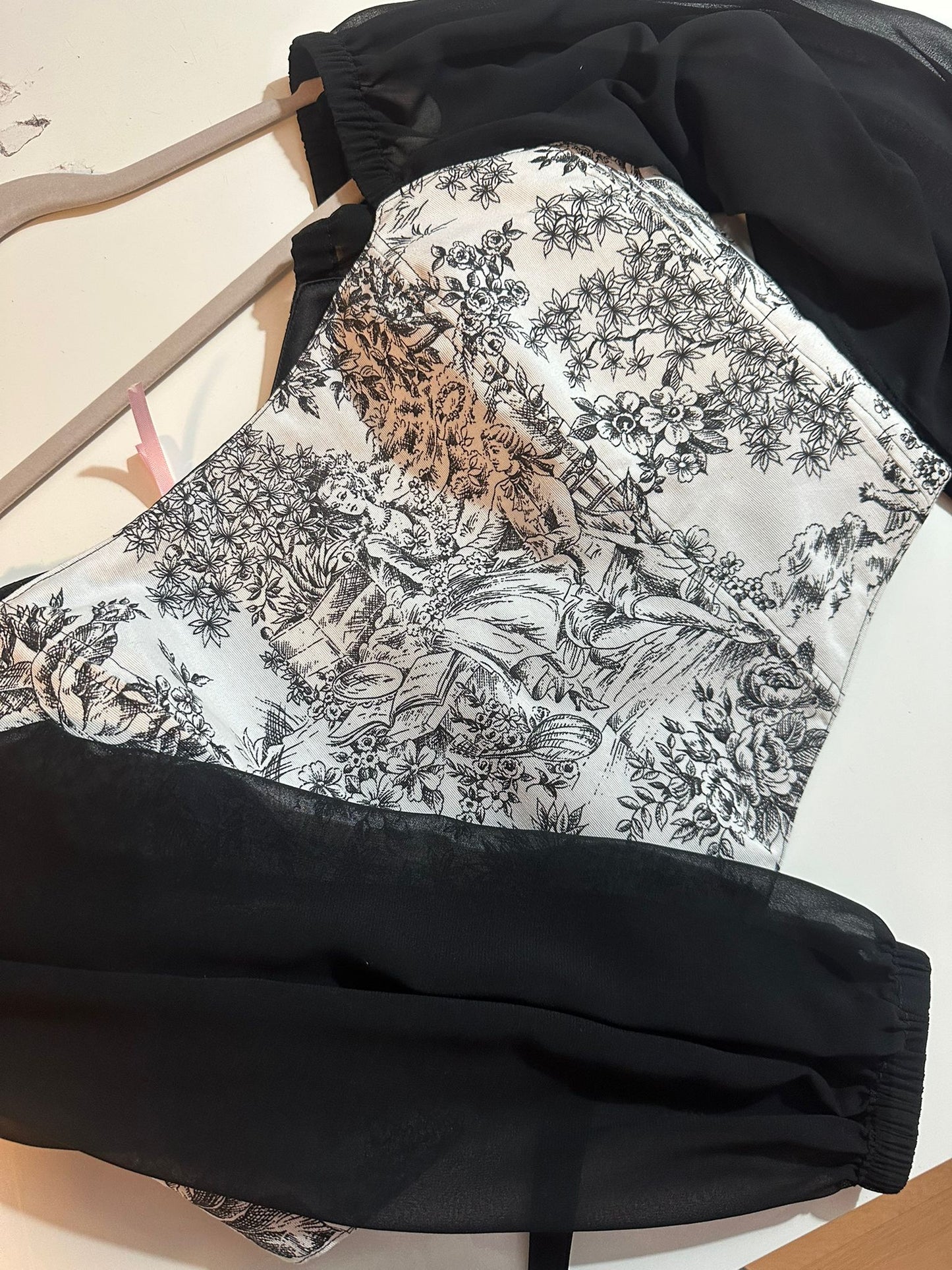 Black Jolie - Reversible Corset Top - Long Sleeves (Made-to-Order)