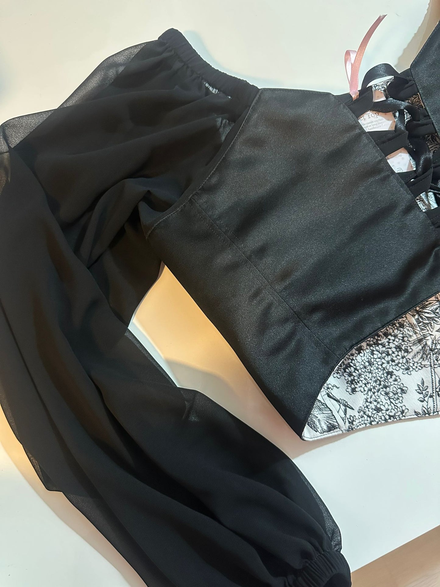 Black Jolie - Reversible Corset Top - Long Sleeves (Made-to-Order)