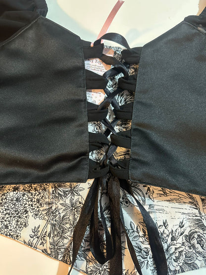 Black Jolie - Reversible Corset Top - Long Sleeves (Made-to-Order)
