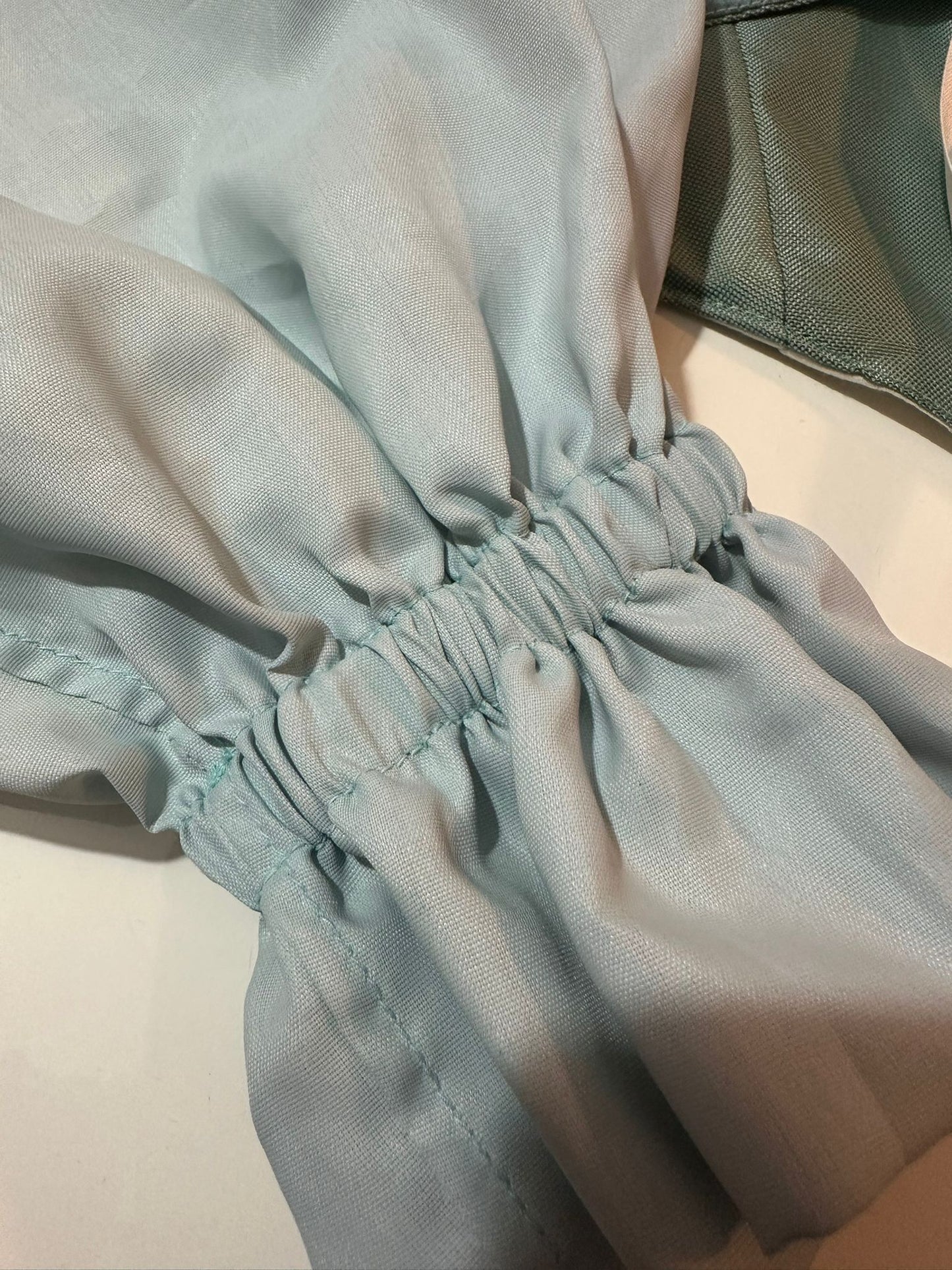 White & Turquoise - Reversible Corset Top / Long Sleeves - Sample Sale - M-L