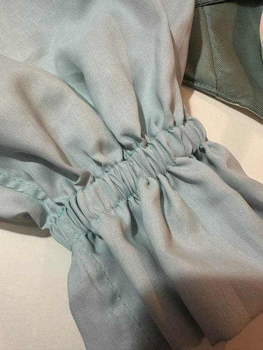 White & Turquoise - Reversible Corset Top / Long Sleeves - Sample Sale - M-L