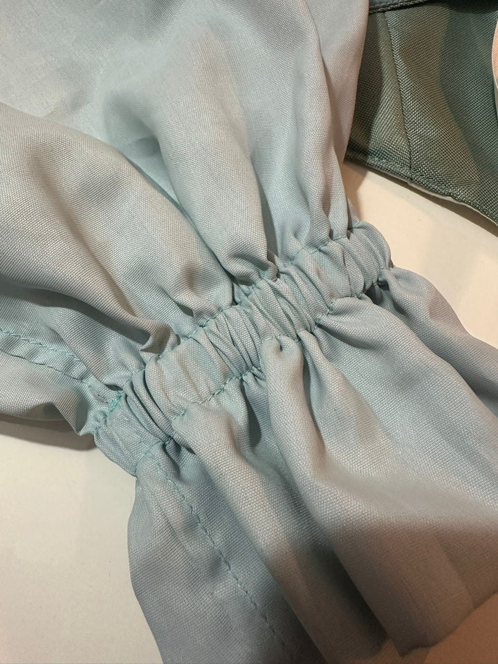 White &amp; Turquoise - Reversible Corset Top / Long Sleeves - Sample Sale - M-L