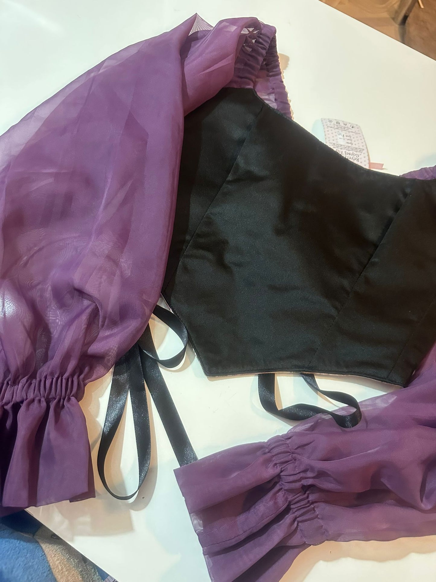 Flowers & Purple - Reversible Corset Top / Long Sleeves - Sample Sale - S-M