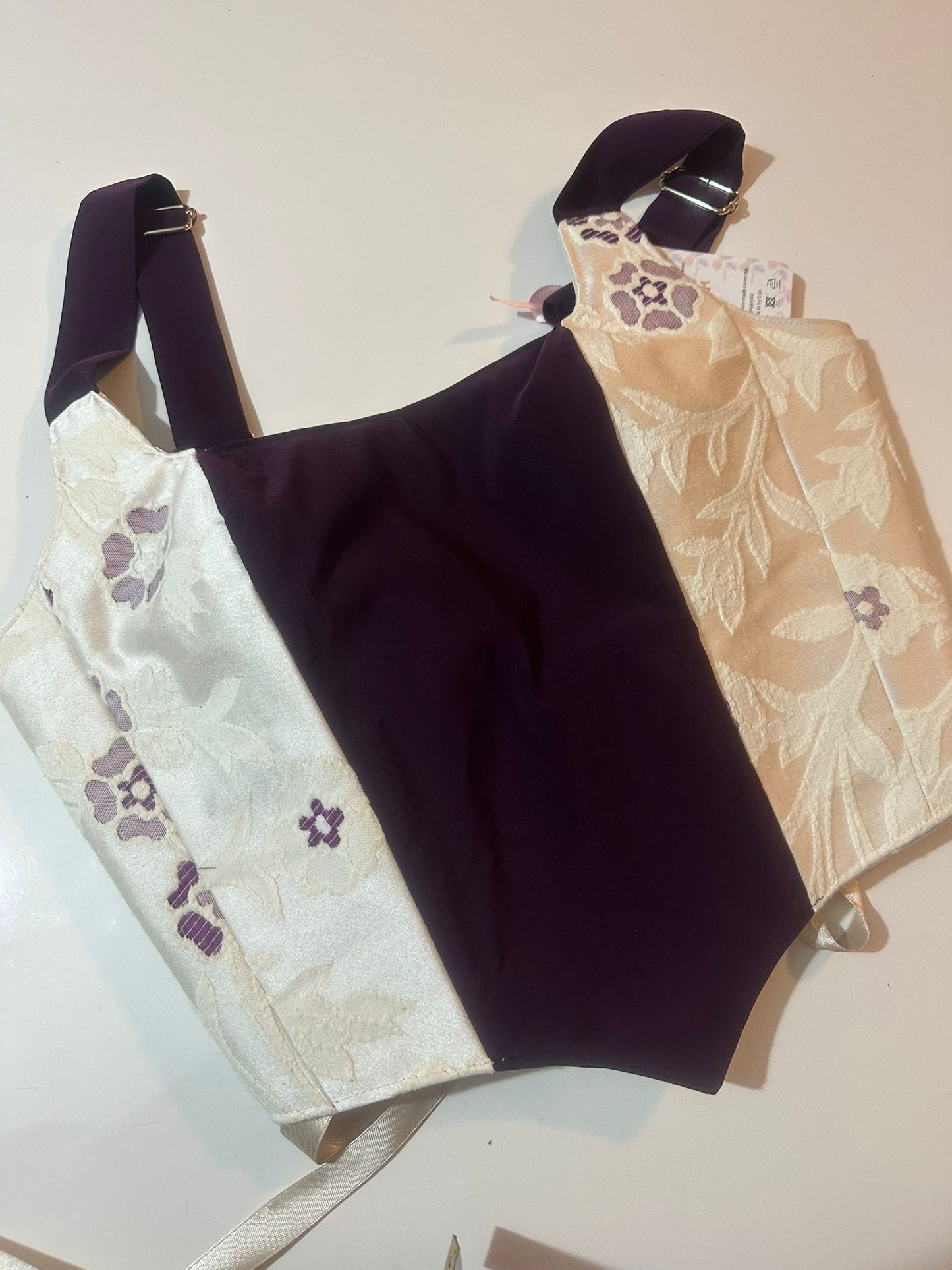 White & Purple - Reversible Corset Top - Sample Sale - S-M