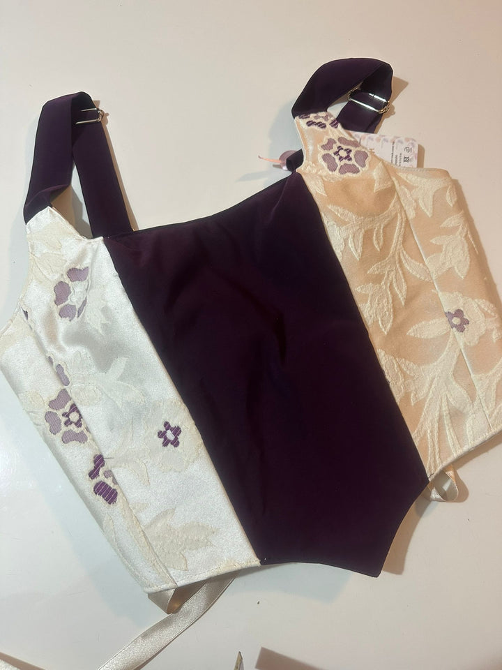 White &amp; Purple - Reversible Corset Top - Sample Sale - S-M
