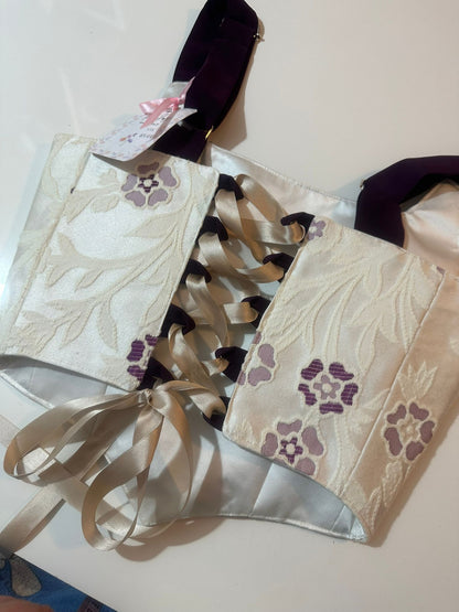 White & Purple - Reversible Corset Top - Sample Sale - S-M