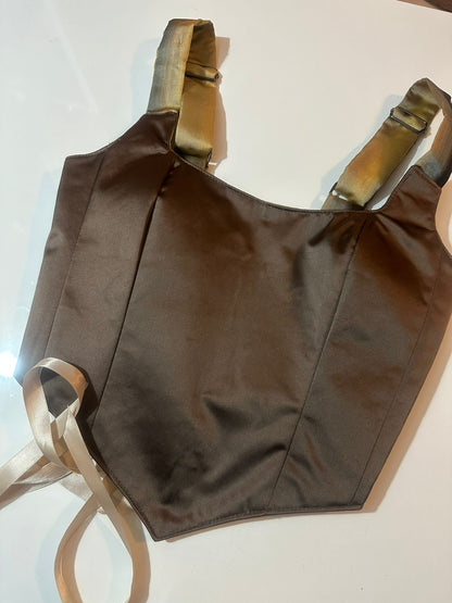 Gold & Brown - Reversible Corset Top - Sample Sale - S-M