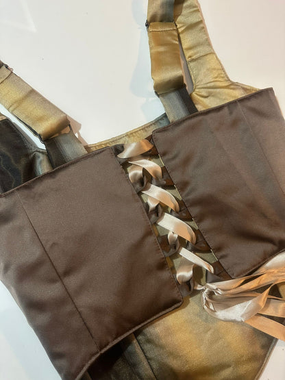 Gold & Brown - Reversible Corset Top - Sample Sale - S-M