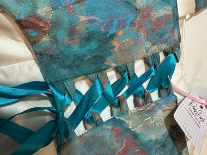 White & Turquoise - Reversible Corset Top - Sample Sale - XXS-XS